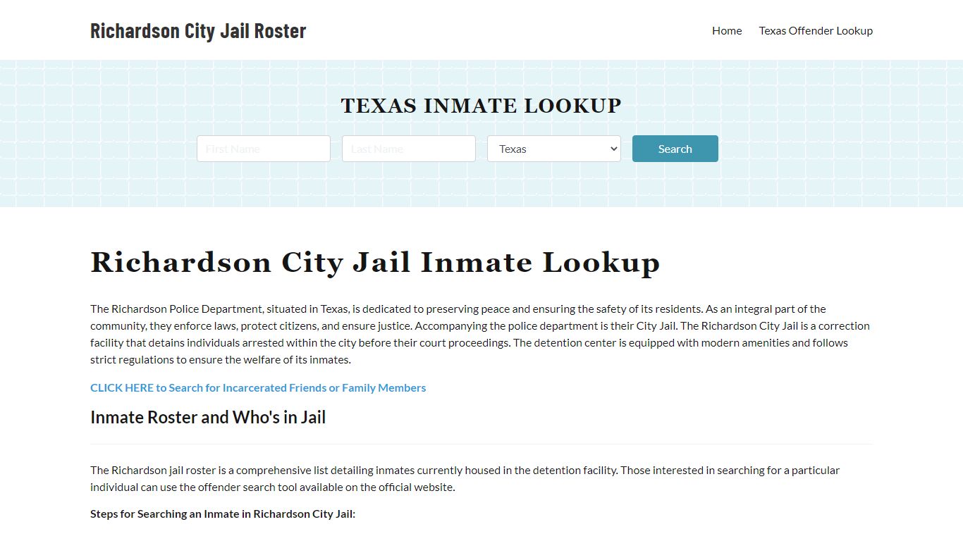 Richardson Police Department & City Jail, TX Inmate Roster, Arrests ...